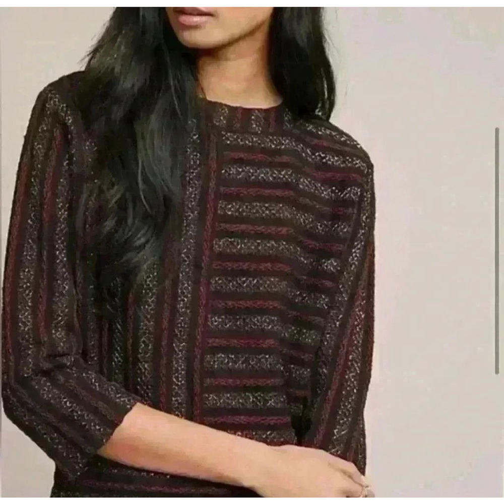 Anthropologie Akemi + Kin Celeste Metallic Striped Pullover Sweater Size XL 246